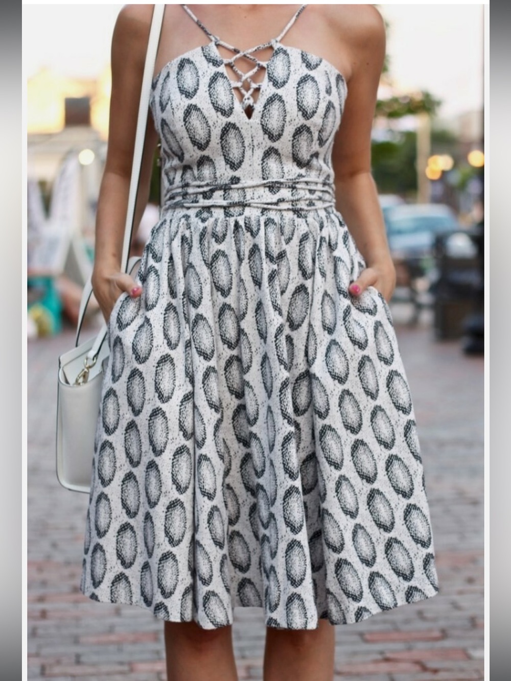 Banana Republic Heritage Printed Midi Dress Lace Up back & Tie Waist size 10